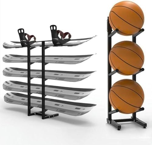 Snowboard Storage Rack,Floor-Standing ski Storage Rack, Home Gym Storage Rack, Sample Board Display Rack, Exercise mat Storage Rack (Black 35x25x108 cm/14x10x43 in)