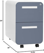 Laura Davidson Furniture Stockpile 2 Drawer Mobile File Cabinet with Lock - Under Desk Metal Filing Cabinet, Legal/Letter File Folders, Wheels and Stationary Feet, Pre-Assembled, Coastal Blue