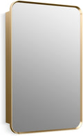 Kohler 35570-BGL Verdera® Framed Bathroom Medicine Cabinet with Mirror, Rectangular Design, Mirrored Interior, Adjustable Glass Shelves, Rustproof, 22 in. W x 34 in. H, Moderne Brushed Gold