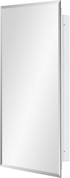 Plastic Medicine Mirror Cabinet for Bathroom 16 x 28 inch, Recessed and Surface Mount