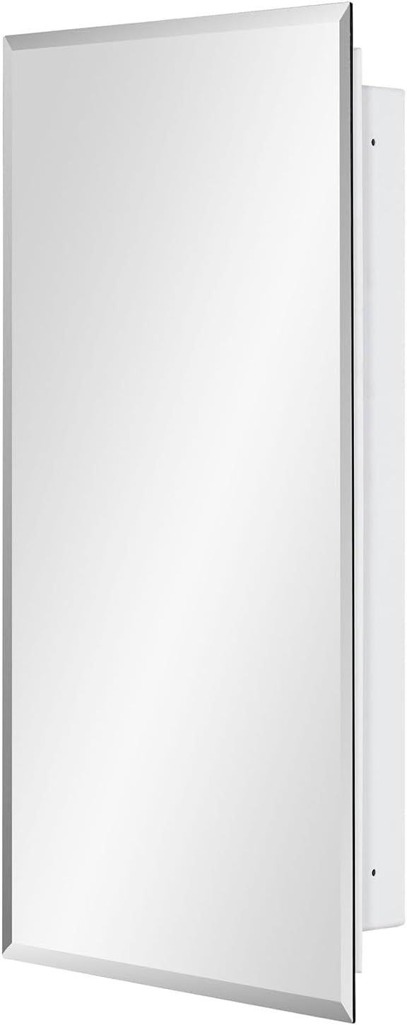Plastic Medicine Mirror Cabinet for Bathroom 18 x 28 inch, Surface and Recessed Mount