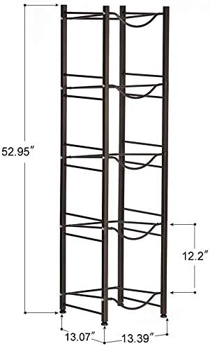 SEHERTIWY 5 Gallon Water Jug Holder Water Bottle Storage Rack, 5 tier water cooler jug rack, 5 gallon water jug stand, 5 Gallon Water Bottle Holder(5 Tier, Dark Brown)