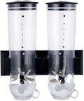 2 Pack Dry Food Dispenser, Wall Mount Dual Control Food Storage Dispenser Coffee Bean Candy Oatmeal Rice Dispenser Cereal Dispenser, Black