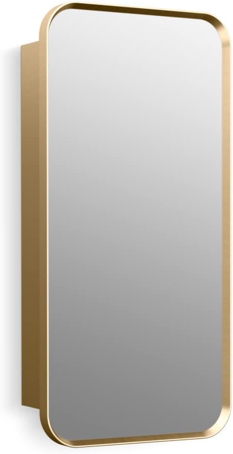 Kohler 35569-BGL Verdera® Framed Bathroom Medicine Cabinet with Mirror, Rectangle Design, Adjustable Shelves, Bathroom Storage, 15 in. W x 30 in. H, Moderne Brushed Gold