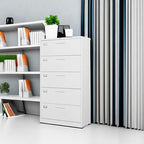 Letaya Lateral 5 Drawer File Cabinet with Lock,Metal Wide White Filing Cabinets for Home Office Storage A4/F4/Letter/Legal(Assembly Required)