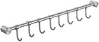 Premium Stainless Steel Kitchen Tool Utensil Organizer Bar Rack with Movable Hooks for Pan Pot Spoon Towel (Transitional, 8 Hooks)