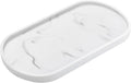 Luxspire Bathroom Vanity Tray, Handmade Resin Kitchen Tray, Oval Toilet Tank Tray, Bathroom Countertop Organizer Tray for Jewelry/Perfume/Soap Dispenser/Hand Towel - 11.4 Inch, Marble White