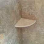 Tenedos Premium Quality Durango Cream Filled and Honed Ivory Light Travertine Bathroom Corner Shower Shelf 9'' (Pack of 2)