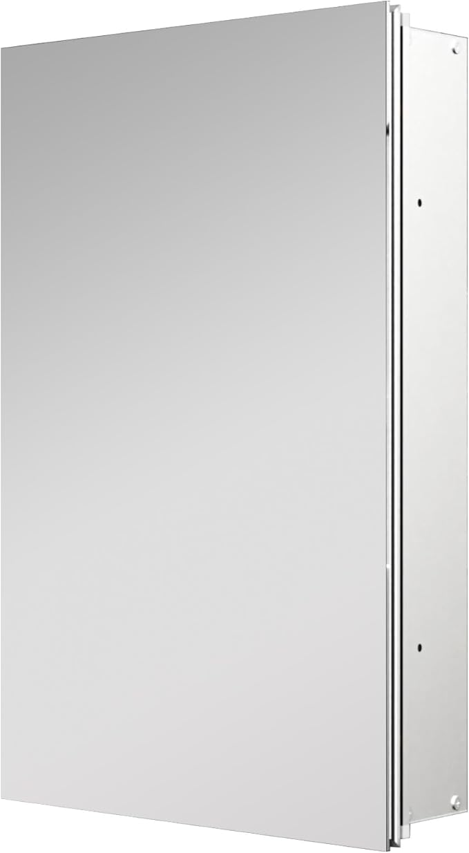 Medicine Cabinet with Mirror, 20x30 inch Bathroom Cabinet, Assembly Needed, Aluminum Surface Mount or Recessed Wall Cabinet, Adjustable Glass Shelves, Suitable for Bathroom Bedroom