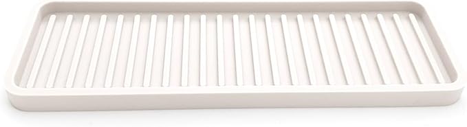 Happitasa Silicone Kitchen Sink Organizer Tray, Sponge Holder and Countertop Protector | Bathroom and Kitchen Soap Dish and Dispenser Tray (Vanilla Cream, 12"x4", 9.2 Ounces)