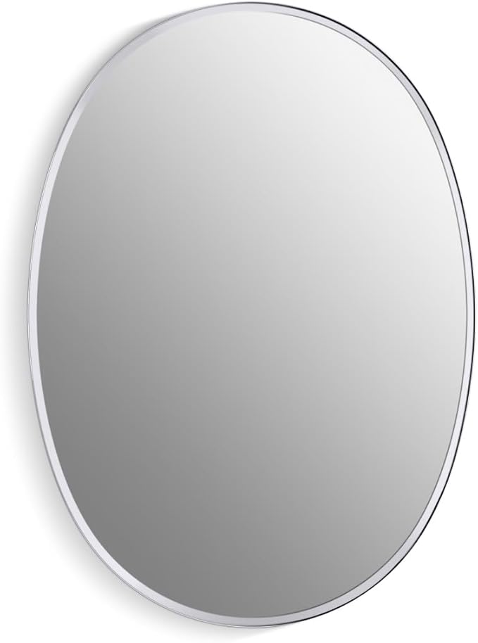 Kohler 35571-CPL Verdera® Bathroom Medicine Cabinet with Mirror, Oval Design, Mirrored Interior, Adjustable Glass Shelves, Rustproof Aluminum, 24 in. W x 34 in. H, Polished Chrome