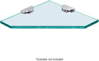 Dulles Glass 8" x 8" Pentagon Glass Corner Shelf - Shelf Only - Tempered - 3/8" Thick - Flat Polished Glass