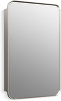 Kohler 35570-BNL Verdera® Framed Bathroom Medicine Cabinet with Mirror, Rectangular Design, Mirrored Interior, Adjustable Glass Shelves, Rustproof, 22 in. W x 34 in. H, Brushed Nickel