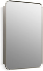 Kohler 35570-BNL Verdera® Framed Bathroom Medicine Cabinet with Mirror, Rectangular Design, Mirrored Interior, Adjustable Glass Shelves, Rustproof, 22 in. W x 34 in. H, Brushed Nickel