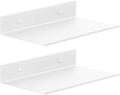 Z metnal Small Metal Shelves, Mini Floating Shelf for Collection Action Figures Speaker, Decor Display Wall Shelf, Aluminum, Wall Mounted, White, 10 inch, 2 Pack