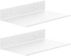 Z metnal Small Metal Shelves, Mini Floating Shelf for Collection Action Figures Speaker, Decor Display Wall Shelf, Aluminum, Wall Mounted, White, 10 inch, 2 Pack