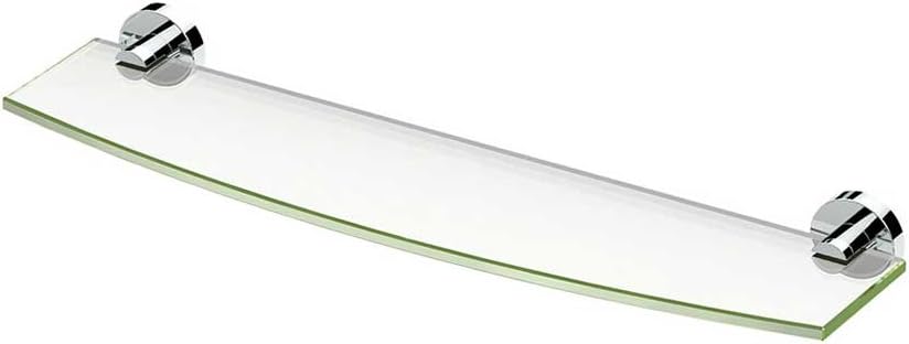 Gatco 4636 Glam Glass Shelf, 20 Inch, Chrome / Wall Mounted 20.13" X 5.50" Tempered Curved Glass Shelf