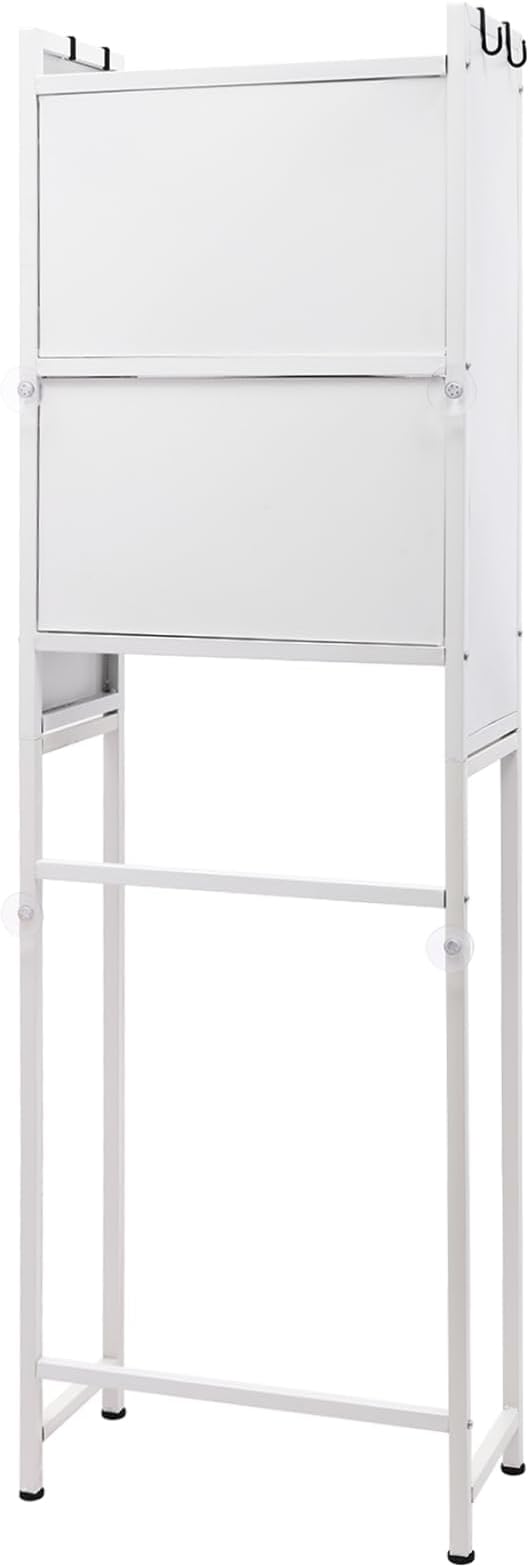 3-Tier Over Toilet Storage Cabinet | Carbon Steel Bathroom Shelf with Adjustable Shelves, 33.07LBS/Tier Load-Bearing - Waterproof PC Door Organizer for Toilet Area (White)