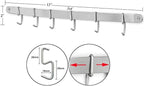 Stainless Steel Kitchen Utensil Racks Holder Hanging Rail Organize Pots Pans Kitchen Knife Gadgets On Wall Mounted Hanger Bar Rail Under Cabinet Shelf (6 Hook,17") Pack of 2
