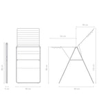 Brabantia HangOn Clothes Drying Rack | 67ft (20m) | Metallic Gray | Large Indoor Clothes Airer Laundry Stand with 2 Fold-Out Wings & Hanger Hooks, Folds Flat | Fits 2 Full Loads