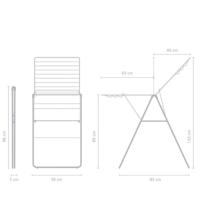 Brabantia HangOn Clothes Drying Rack | 67ft (20m) | Metallic Gray | Large Indoor Clothes Airer Laundry Stand with 2 Fold-Out Wings & Hanger Hooks, Folds Flat | Fits 2 Full Loads