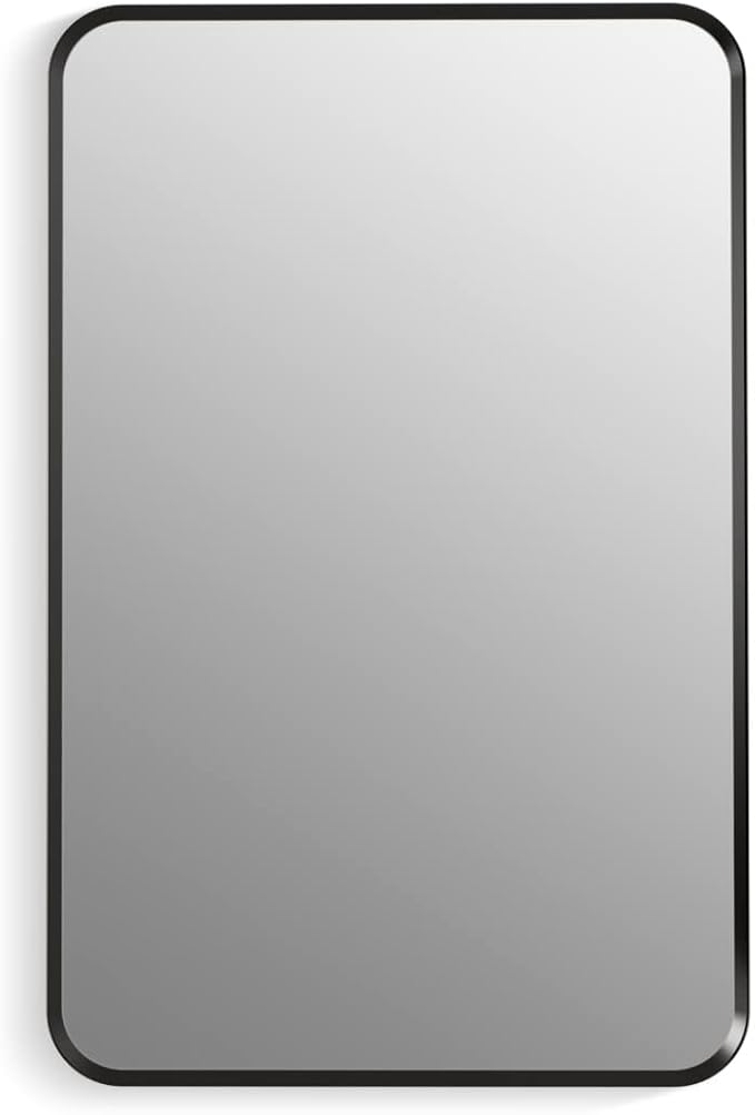 Kohler 35570-BLL Verdera® Framed Bathroom Medicine Cabinet with Mirror, Rectangular Design, Mirrored Interior, Adjustable Glass Shelves, Rustproof, 22 in. W x 34 in. H, Matte Black