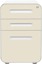 Laura Davidson Furniture Stockpile 3 Drawer File Cabinet with Lock - Under Office Desk Metal Filing Cabinet, Legal/Letter File Folders, Wheels and Stationary Feet, Pre-Assembled, Ivory