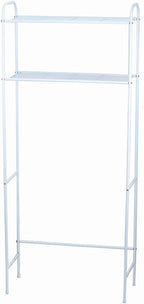 Home Basics 2 Tier Over The Toilet Bathroom Space Saver, Metal Bathroom Shelf Storage Unit, Anti-rust, White