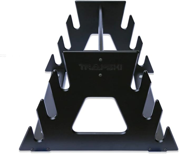 TRAPSKI Mobile Racing and XC Ski Rack Marine Grade HDPE Plastic | UV Protected | Premium Strap Included | 3 Year Warranty | Made in The USA | Veteran Owned Business (Black, Six Pack)