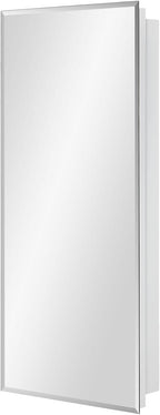 Bathroom Medicine Cabinet with Beveled Edge Mirrored Door 16 x 36 inch, Recessed or Surface Mount, with Adjustable Glass Shelves