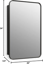 Kohler 35570-BLL Verdera® Framed Bathroom Medicine Cabinet with Mirror, Rectangular Design, Mirrored Interior, Adjustable Glass Shelves, Rustproof, 22 in. W x 34 in. H, Matte Black