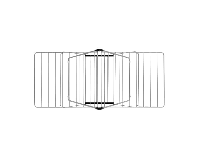 Brabantia HangOn Clothes Drying Rack | 67ft (20m) | Metallic Gray | Large Indoor Clothes Airer Laundry Stand with 2 Fold-Out Wings & Hanger Hooks, Folds Flat | Fits 2 Full Loads