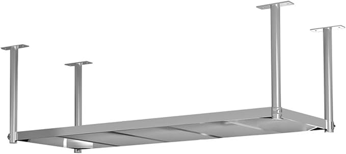 XPLKQXE Stainless Steel Ceiling Shelf, Hanging Industrial Ceiling Mount Storage Rack, Kitchen Wall Mounted Plant Stand/Wall Decor for Bar Cafe Kitchen(Silver-1lay,150x35x120cm)