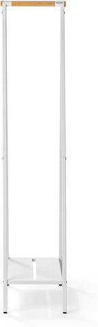 Brabantia - Linn Clothes Rack, Compact - Free Standing Clothing Rail - Clothes Storage - Hang, Air, or Dry Clothes - Sturdy Steel Frame & Bamboo Rod - 19 x 13 x 67 inches - White