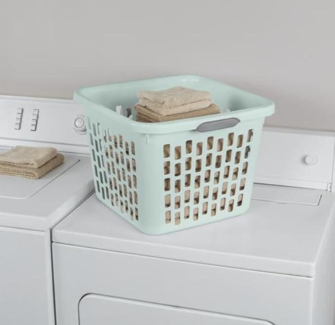Sterilite 1.5 Bushel Square Laundry Basket Mindful Mint Comfort Grip Handles