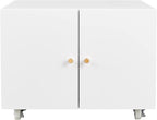 17.70" Metal Office Copier File Cabinet with 2 Door and 360 ° Universal Wheel,Mobile Lateral Filing Cabinets w/Aluminum Alloy Handle,Rolling Printer Stand for Legal/Letter/A4,White