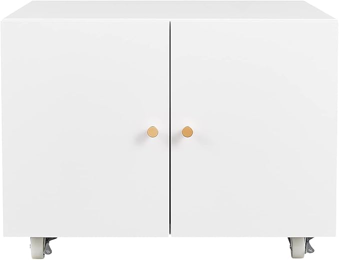 17.70" Metal Office Copier File Cabinet with 2 Door and 360 ° Universal Wheel,Mobile Lateral Filing Cabinets w/Aluminum Alloy Handle,Rolling Printer Stand for Legal/Letter/A4,White