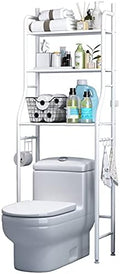 3-Shelf Bathroom Organizer Over The Toilet, Bathroom Spacesaver (White)