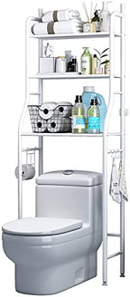 3-Shelf Bathroom Organizer Over The Toilet, Bathroom Spacesaver (White)