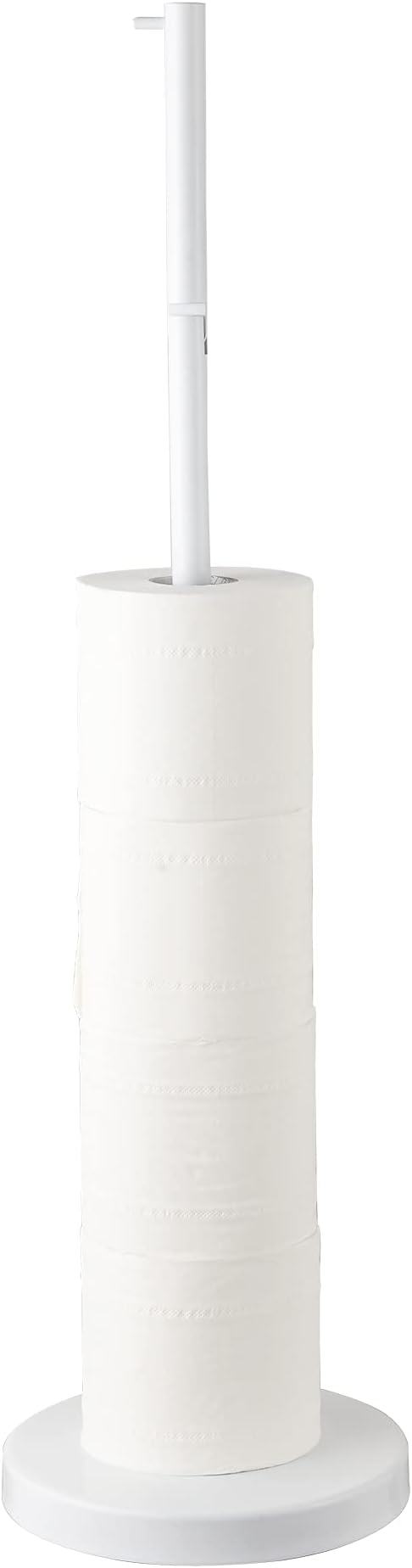 MARMOLUX ACC Free Standing Toilet Paper Holder Stand with Storage for 4 Rolls of Toilet Tissue for Bathroom, Stainless Steel Luxury Modern White Finished 1pc