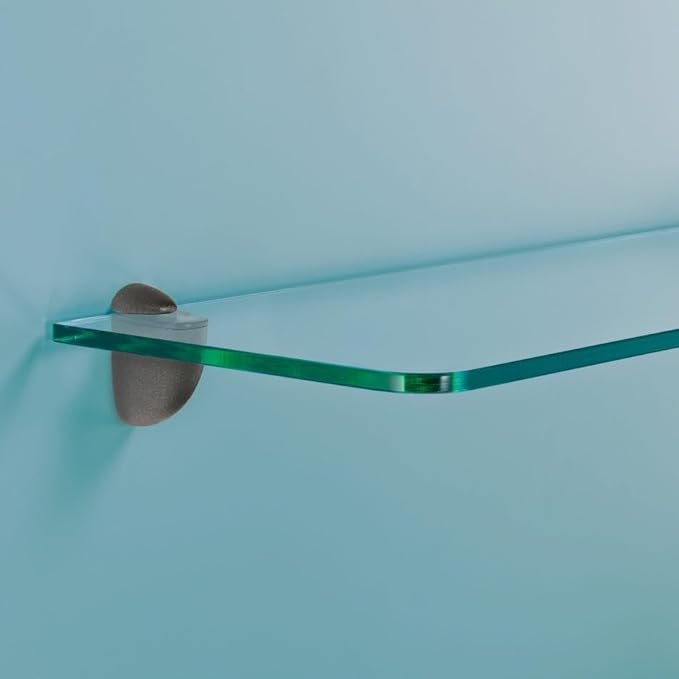 Glass Shelves - Tempered Safety Glass Shelves for Bathroom, Choose Over 20 Shelf Brackets and Multiple Shelf Sizes - Jam Style - 31.5 x 5.9 in - Anthracite Clip