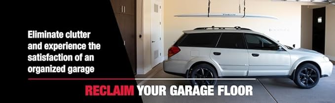 HARKEN Hoister Overhead Garage Storage Hoist System for Kayaks, Canoes, Surf & Paddle Boards, (60lb Capacity, 12ft Ceiling) Self-Leveling, Safe Anti-Drop, Easy One-Person Operation - Model 7801.12