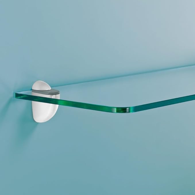 Glass Shelves - Tempered Safety Glass Shelves for Bathroom, Choose Over 20 Shelf Brackets and Multiple Shelf Sizes - Jam Style - 15.7 x 4.7 in - Chrome Clip