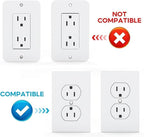 Metal Outlet Shelf Wall Holder for Duplex (Round) Outlets - Bathroom & Kitchen Organizer with Cord Storage, Quick Install for Smart Home Toothbrush Holder Holds Smart Speaker Cell Phone 2Pack