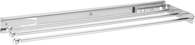 Rev-A-Shelf Under Sink Hand Towel Holder for Kitchen and Bathroom Cabinets, Pullout Extension 3 Prong Wire Dish Rag Rack Hanger, Chrome, 563-47 C