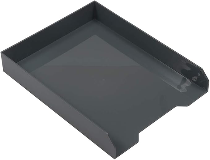 JAM PAPER Stackable Paper Trays - Grey - Desktop Document, Letter, & File Organizer Tray - Sold Individually