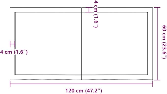 vidaXL Bathroom Countertop in Light Brown Solid Oak Wood with Varnish Finish - 47.2"x23.6"x(0.8"-1.6") Size