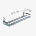 Bathroom Glass Shelf Tempered Glass Rectangular Extra Thick Aluminum Silver Sand Sprayed Wall Mounted 13.77 inches