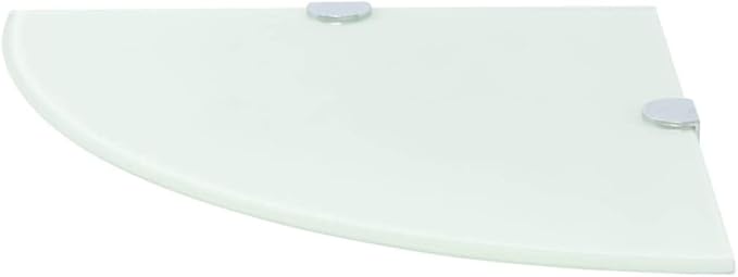 Corner Shelf Floating Wall Mount 9.8 x 9.8 Inch White Tempered Glass Triangular Storage Rack for Bathroom Kitchen Living Room Display