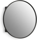 Kohler 35572-BLL Verdera® Framed Medicine Cabinet Mirror, Mirrored Interior, Adjustable Glass Shelf, Rustproof, Bathroom Storage, 24" Round Design, Matte Black